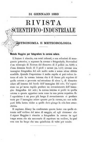 Rivista scientifico-industriale delle principali scoperte ed invenzioni fatte nelle scienze e nelle industrie