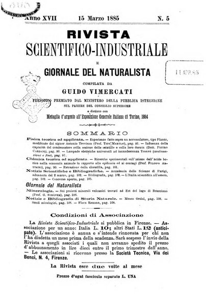 Rivista scientifico-industriale delle principali scoperte ed invenzioni fatte nelle scienze e nelle industrie