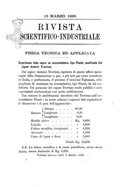 Rivista scientifico-industriale delle principali scoperte ed invenzioni fatte nelle scienze e nelle industrie