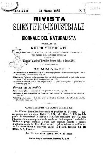 Rivista scientifico-industriale delle principali scoperte ed invenzioni fatte nelle scienze e nelle industrie