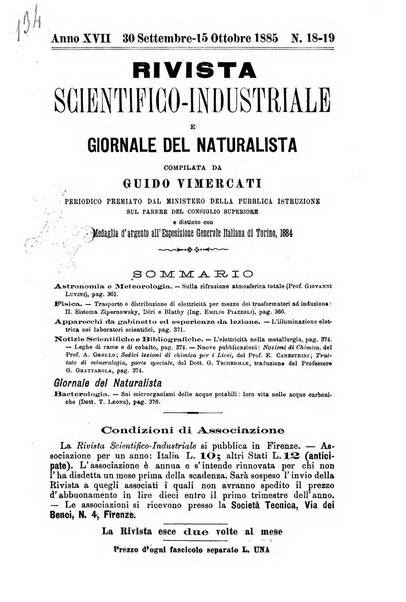 Rivista scientifico-industriale delle principali scoperte ed invenzioni fatte nelle scienze e nelle industrie