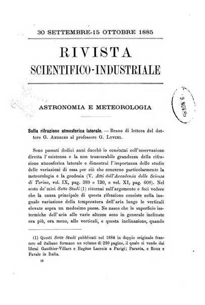 Rivista scientifico-industriale delle principali scoperte ed invenzioni fatte nelle scienze e nelle industrie