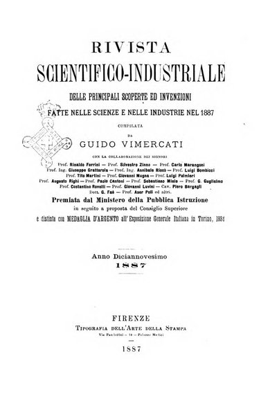 Rivista scientifico-industriale delle principali scoperte ed invenzioni fatte nelle scienze e nelle industrie