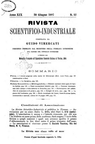 Rivista scientifico-industriale delle principali scoperte ed invenzioni fatte nelle scienze e nelle industrie