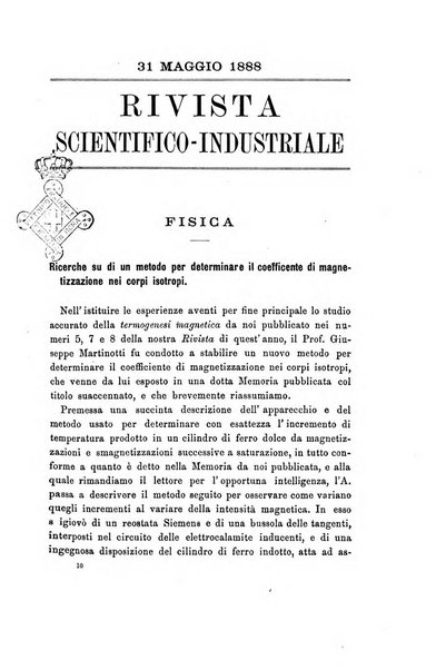 Rivista scientifico-industriale delle principali scoperte ed invenzioni fatte nelle scienze e nelle industrie