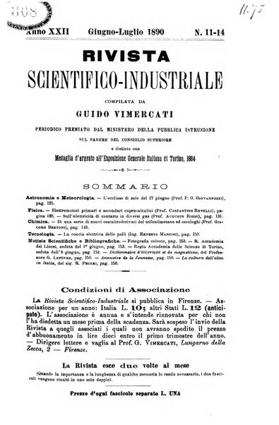 Rivista scientifico-industriale delle principali scoperte ed invenzioni fatte nelle scienze e nelle industrie