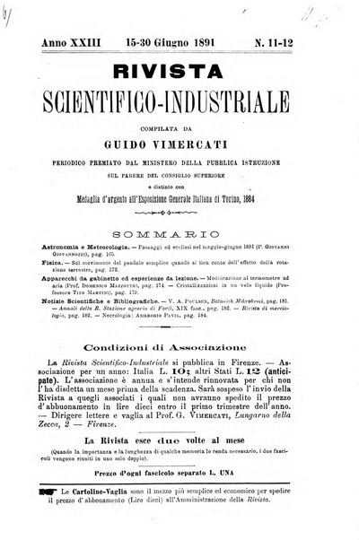 Rivista scientifico-industriale delle principali scoperte ed invenzioni fatte nelle scienze e nelle industrie