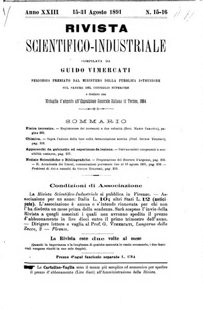 Rivista scientifico-industriale delle principali scoperte ed invenzioni fatte nelle scienze e nelle industrie