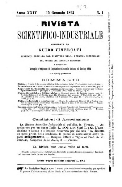 Rivista scientifico-industriale delle principali scoperte ed invenzioni fatte nelle scienze e nelle industrie