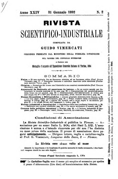 Rivista scientifico-industriale delle principali scoperte ed invenzioni fatte nelle scienze e nelle industrie