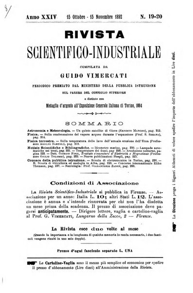 Rivista scientifico-industriale delle principali scoperte ed invenzioni fatte nelle scienze e nelle industrie