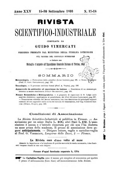 Rivista scientifico-industriale delle principali scoperte ed invenzioni fatte nelle scienze e nelle industrie