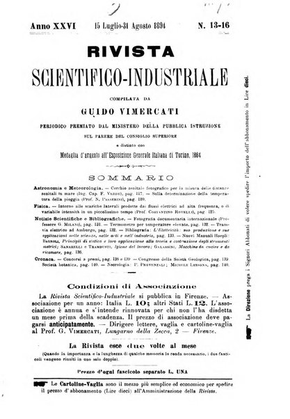 Rivista scientifico-industriale delle principali scoperte ed invenzioni fatte nelle scienze e nelle industrie