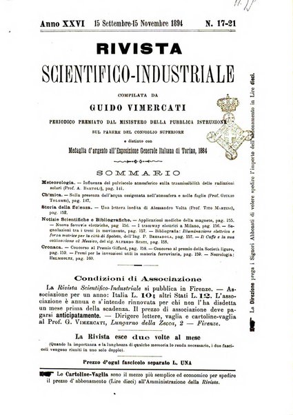 Rivista scientifico-industriale delle principali scoperte ed invenzioni fatte nelle scienze e nelle industrie