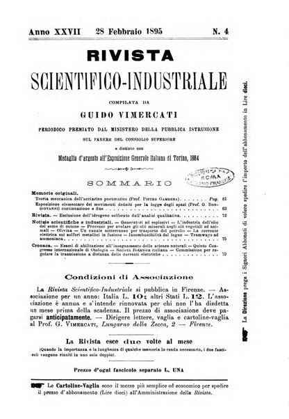 Rivista scientifico-industriale delle principali scoperte ed invenzioni fatte nelle scienze e nelle industrie