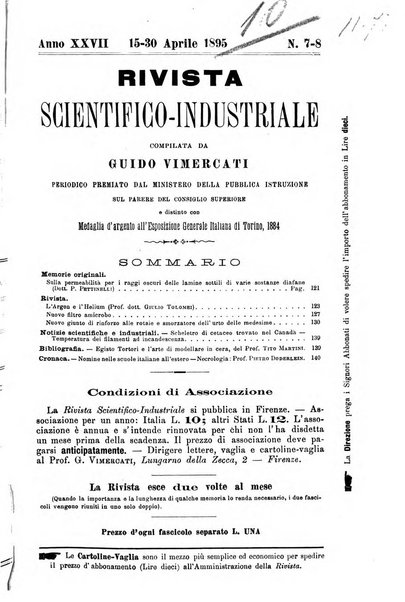 Rivista scientifico-industriale delle principali scoperte ed invenzioni fatte nelle scienze e nelle industrie