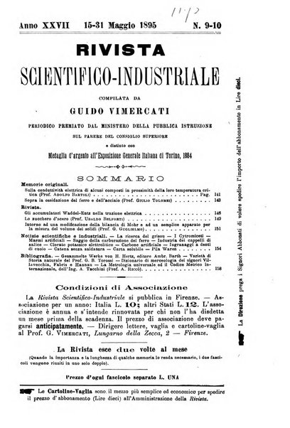 Rivista scientifico-industriale delle principali scoperte ed invenzioni fatte nelle scienze e nelle industrie