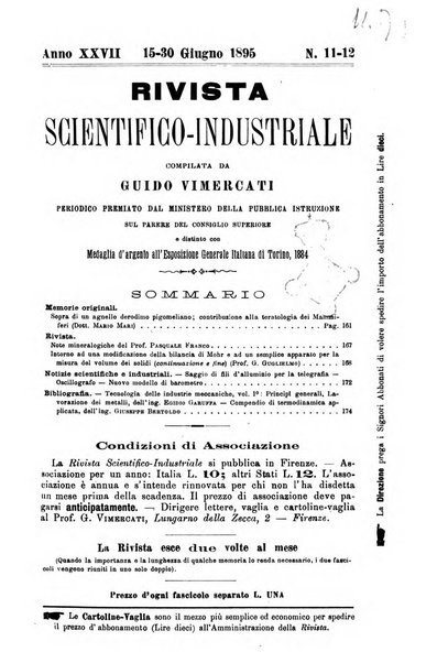 Rivista scientifico-industriale delle principali scoperte ed invenzioni fatte nelle scienze e nelle industrie