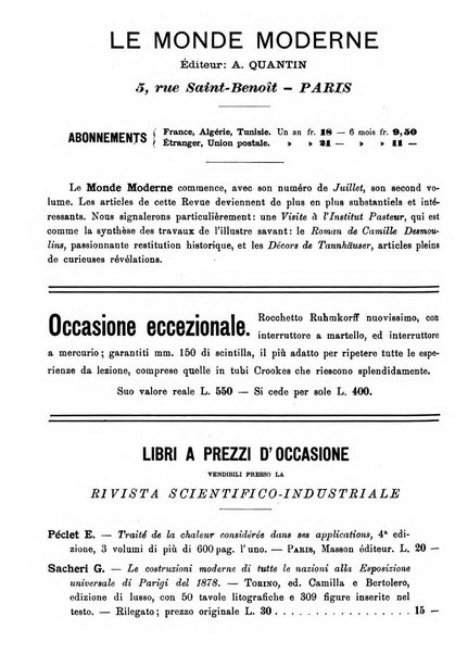 Rivista scientifico-industriale delle principali scoperte ed invenzioni fatte nelle scienze e nelle industrie