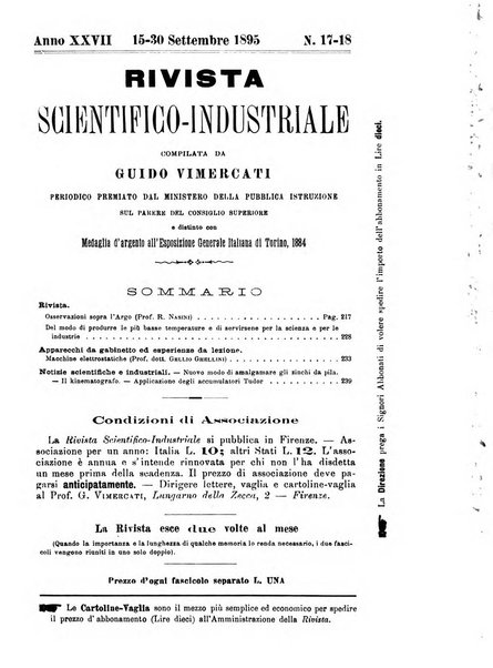 Rivista scientifico-industriale delle principali scoperte ed invenzioni fatte nelle scienze e nelle industrie