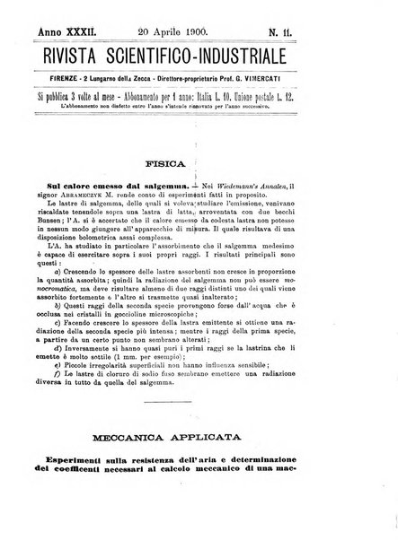 Rivista scientifico-industriale delle principali scoperte ed invenzioni fatte nelle scienze e nelle industrie