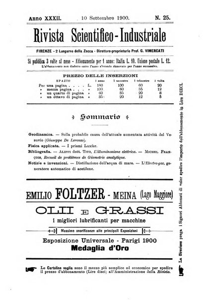 Rivista scientifico-industriale delle principali scoperte ed invenzioni fatte nelle scienze e nelle industrie