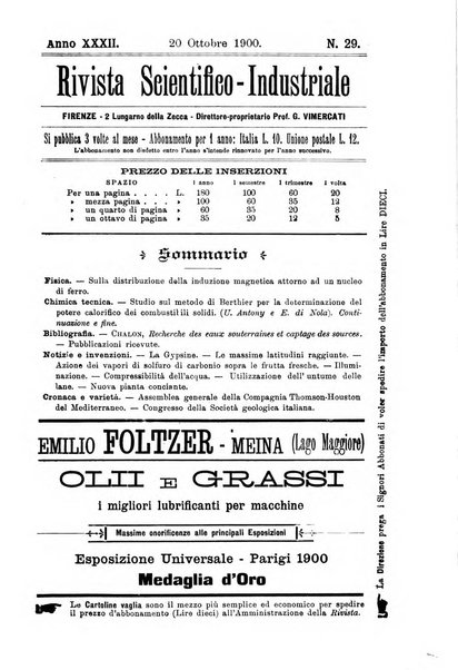 Rivista scientifico-industriale delle principali scoperte ed invenzioni fatte nelle scienze e nelle industrie