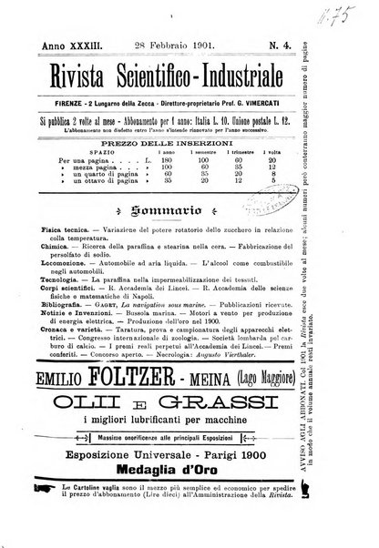 Rivista scientifico-industriale delle principali scoperte ed invenzioni fatte nelle scienze e nelle industrie