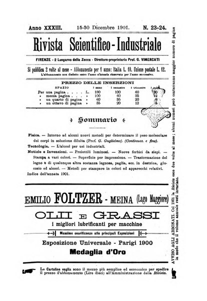 Rivista scientifico-industriale delle principali scoperte ed invenzioni fatte nelle scienze e nelle industrie