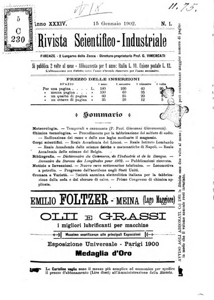 Rivista scientifico-industriale delle principali scoperte ed invenzioni fatte nelle scienze e nelle industrie