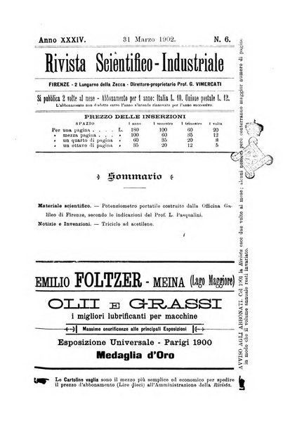 Rivista scientifico-industriale delle principali scoperte ed invenzioni fatte nelle scienze e nelle industrie