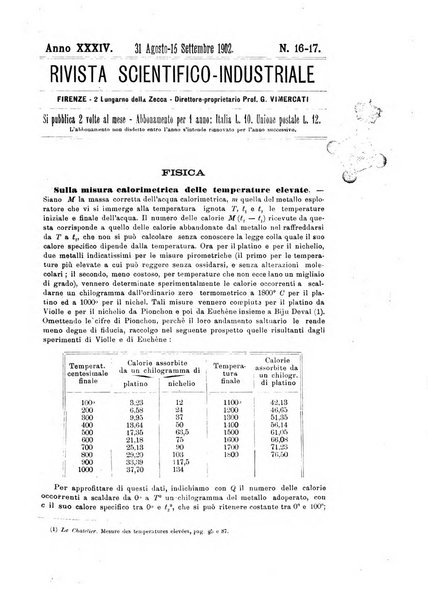 Rivista scientifico-industriale delle principali scoperte ed invenzioni fatte nelle scienze e nelle industrie