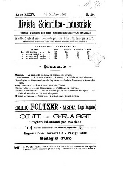 Rivista scientifico-industriale delle principali scoperte ed invenzioni fatte nelle scienze e nelle industrie