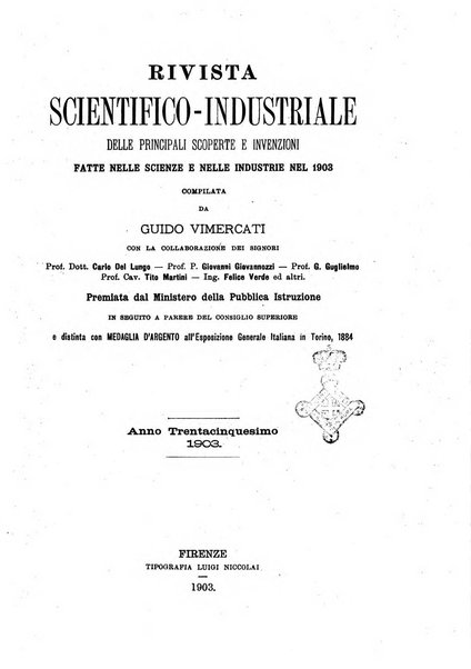 Rivista scientifico-industriale delle principali scoperte ed invenzioni fatte nelle scienze e nelle industrie