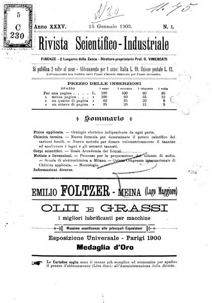 Rivista scientifico-industriale delle principali scoperte ed invenzioni fatte nelle scienze e nelle industrie