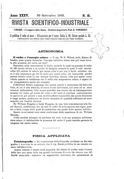 Rivista scientifico-industriale delle principali scoperte ed invenzioni fatte nelle scienze e nelle industrie