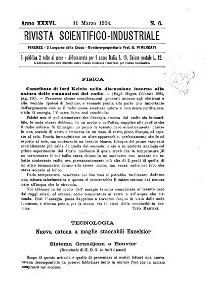 Rivista scientifico-industriale delle principali scoperte ed invenzioni fatte nelle scienze e nelle industrie