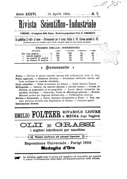 Rivista scientifico-industriale delle principali scoperte ed invenzioni fatte nelle scienze e nelle industrie