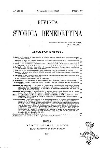 Rivista storica benedettina pubblicazione illustrata di storia e letteratura monastica