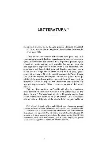 Rivista storica benedettina pubblicazione illustrata di storia e letteratura monastica