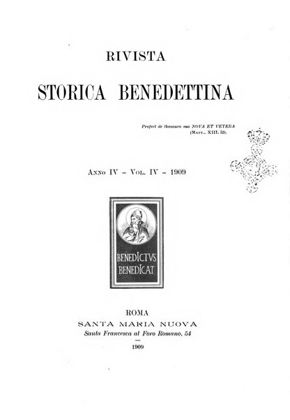 Rivista storica benedettina pubblicazione illustrata di storia e letteratura monastica