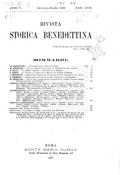 Rivista storica benedettina pubblicazione illustrata di storia e letteratura monastica