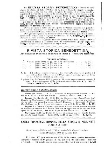 Rivista storica benedettina pubblicazione illustrata di storia e letteratura monastica