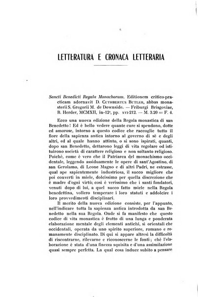 Rivista storica benedettina pubblicazione illustrata di storia e letteratura monastica