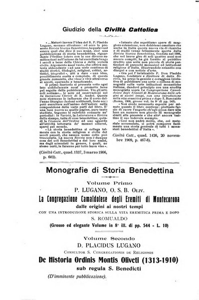 Rivista storica benedettina pubblicazione illustrata di storia e letteratura monastica