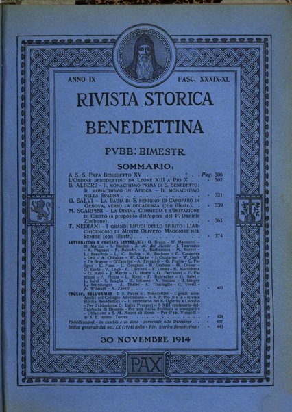 Rivista storica benedettina pubblicazione illustrata di storia e letteratura monastica