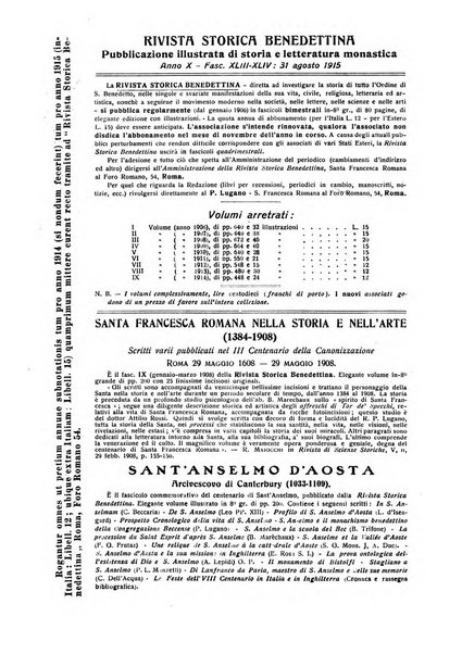 Rivista storica benedettina pubblicazione illustrata di storia e letteratura monastica