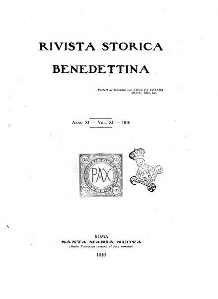 Rivista storica benedettina pubblicazione illustrata di storia e letteratura monastica