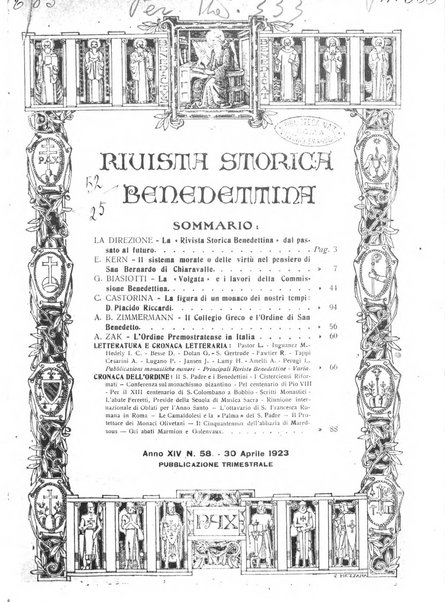 Rivista storica benedettina pubblicazione illustrata di storia e letteratura monastica