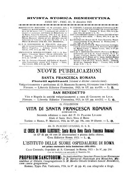 Rivista storica benedettina pubblicazione illustrata di storia e letteratura monastica